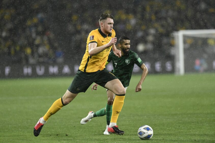 Harry Souttar in action for Australia.