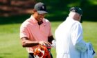 Tiger Woods on the range at Augusta on Sunday.