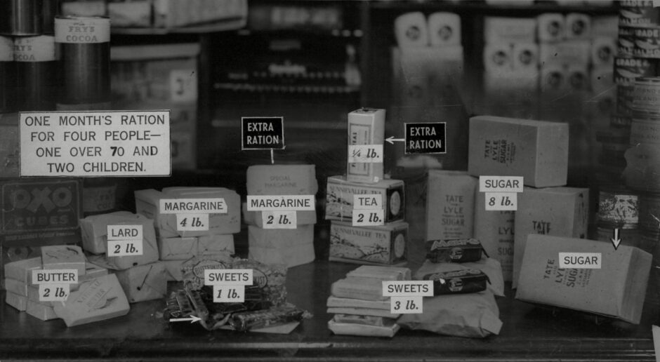 One month's ration for four people in 1952.