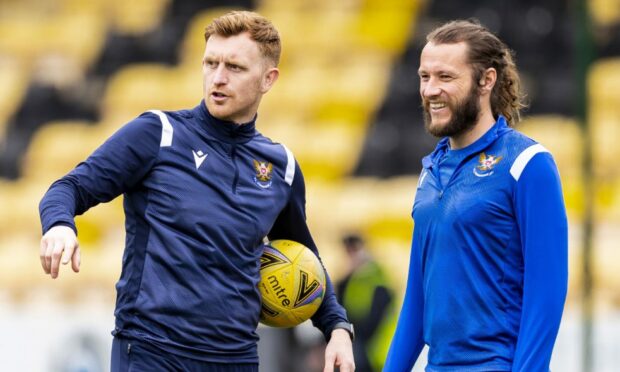 Stevie May with Liam Craig before kick-off.