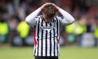 Lewis McCann can't hide his disappointment as Dunfermline Athletic F.C. are relegated in 2022.