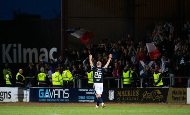 Charlie Adam salutes the Dundee support at full-time.
