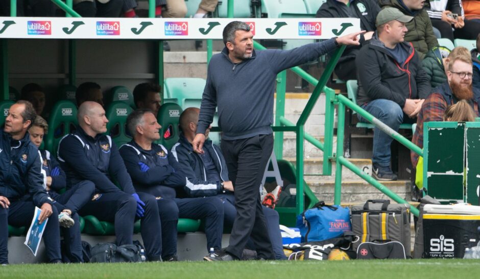Callum Davidson on the Easter Road touchline.
