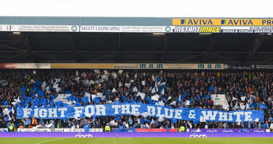 A second display was prepared by the St Johnstone ultras for the start of the second half.