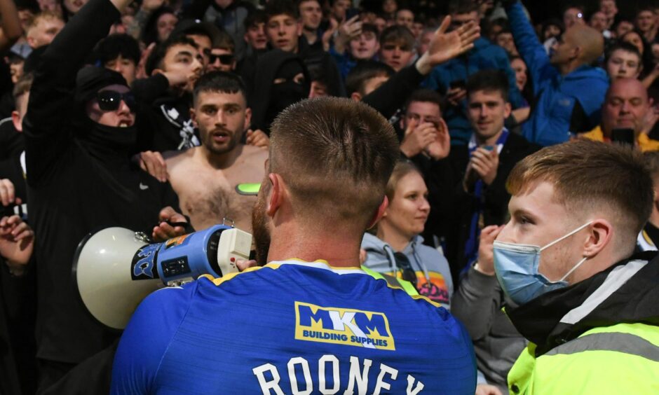 Shaun Rooney with the St Johnstone fans.