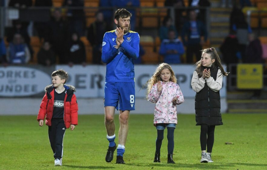 Murray Davidson took to the field with his family at the end of the game.