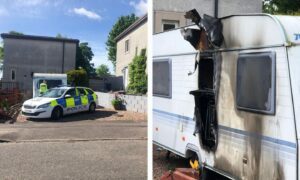 A caravan was destroyed on St Fillans Road, Dundee.