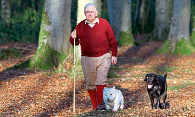 Angus Whitson, aka Man With Two Dogs, with MacBeth and Inka.