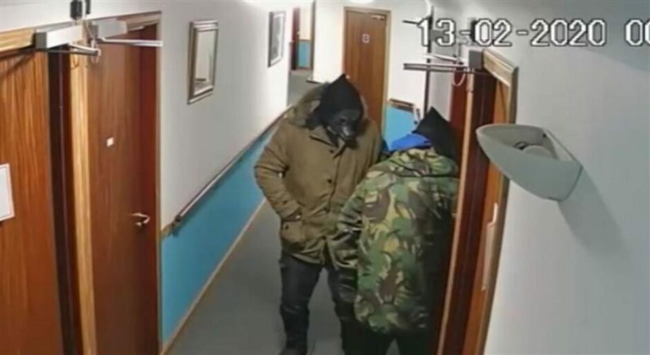 Masked thieves creep around the Fife care home.