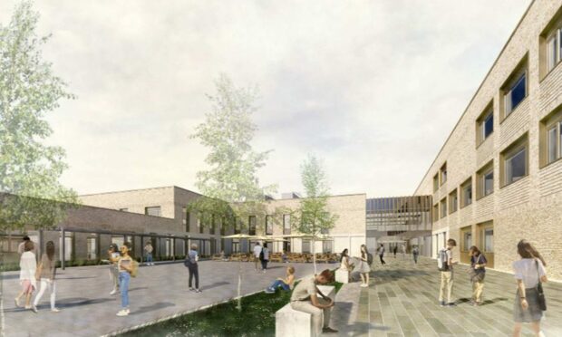 Architect's drawing of the planned new school, East End Community Campus. Image: Miller Holmes