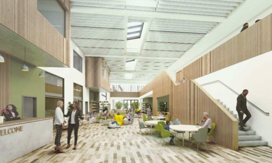 How the reception area of the new Braeview and Craigie campus would look.