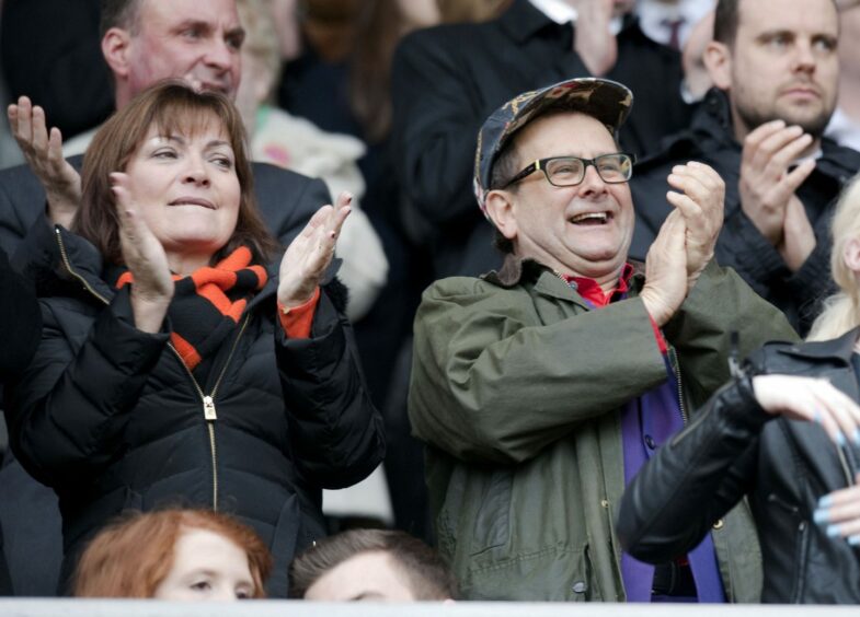 Dundee United fan Lorraine Kelly took children's TV favourite Timmy Mallett to a game at Tannadice.