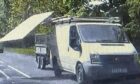 The video shows the wood flying off a van on the Standing Stane Road, Fife. Supplied by Claire Naylor / Fife Jammer Locations.
