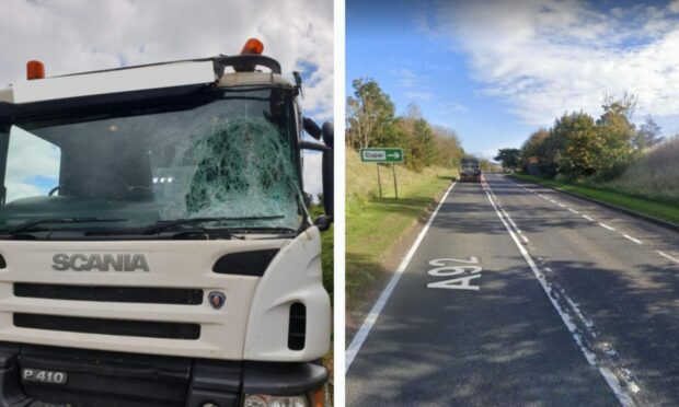 The lorry crashed on the A92 in Fife. Image: Police Scotland/Google.