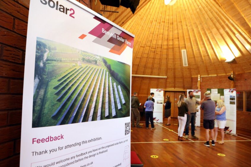 Solar 2 held a public consultation in the Fowlis Easter Hall to discuss the plans for a solar farm at Berryhill.