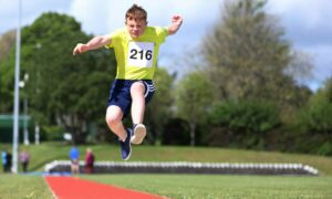 A long jump competitor in the Tayside track and field event. Pic: Gareth Jennings/DCT Media.