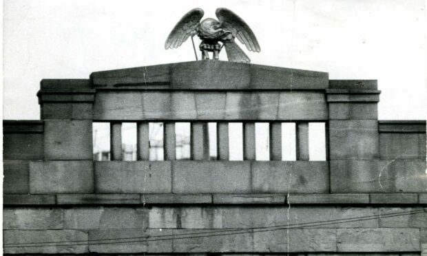 The eagle in place in 1973.