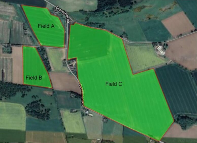 A map of the proposed solar farm site at Cotton of Lownie.