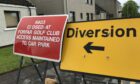 Diversion signs on Forfar's Arbroath Road put drivers on a lengthy diversion. Pic: Graham Brown/DCT Media.