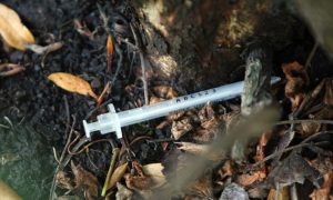 Drug paraphernalia left in the Howff cemetery in Dundee in 2017.