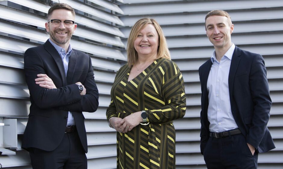 Henderson Loggie Financial Planning managing director Susan Pringle with new board directors Ricky Clark and Jonathan McDowall.