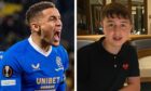 Rangers' James Tavernier, who will appear in the Europa League final next week, and Dundee 14-year-old Mitchell Carling.