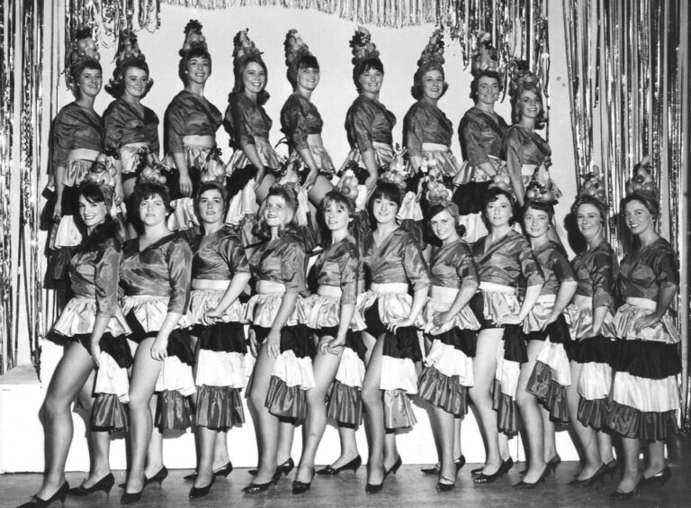 A shot of the 1966 chorus line at the Webster Theatre.