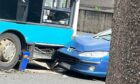 The collision between the bus and car in Main Street, Kelty. Pic courtesy of Fife Jammer Locations