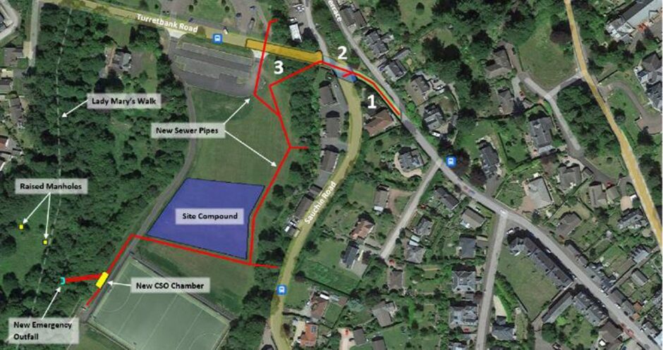 The area around Sauchie Road, Lady Mary's Walk car park and Morrison's Academy playing fields, which will be affected by the work.