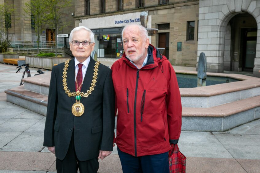 Lord Provost Ian Borthwick with supporter Mr Coupar.