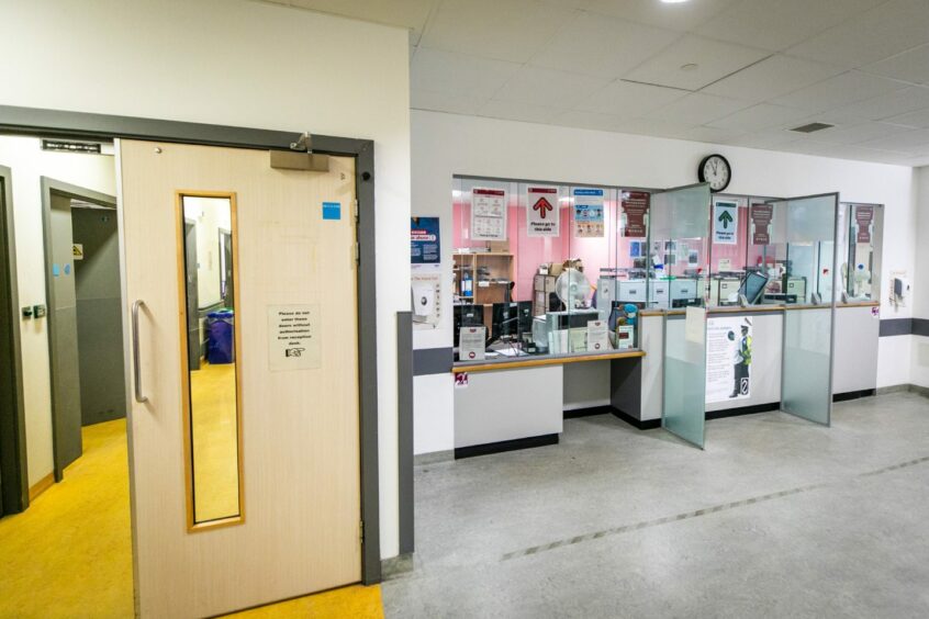 The A&E reception at Victoria Hospital. in Kirkcaldy, Scotland