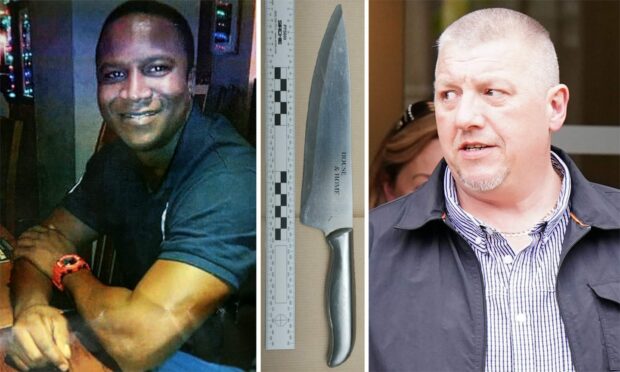 Neil Gibson told the inquiry how he invited his neighbour Sheku Bayoh in for coffee despite him holding a knife. The one pictured was found at the scene of Mr Bayoh's death.
