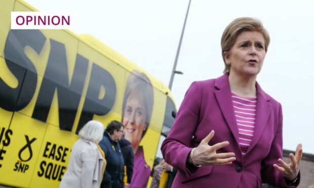 Nicola Sturgeon on the SNP campaign trail for the council elections in Arbroath this week. Photo: Paul Reid.