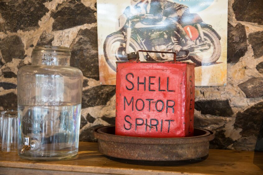 The Rhynd Cafe is filled with motoring memorabilia.
