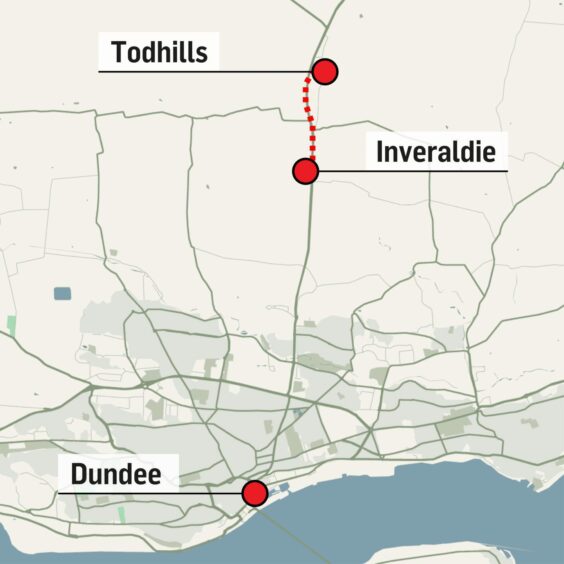 A90 roadworks north of Dundee.