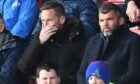 St Johnstone manager Callum Davidson watching the first leg of the play-off semi-final.
