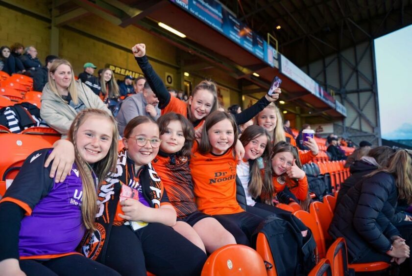 Fans of the future. Some of the crowd cheering on Dundee United WFC on Wednesday.