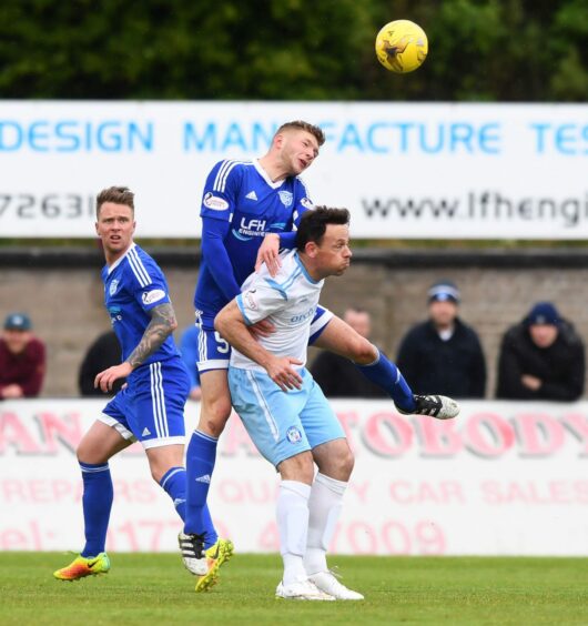 Liam Gordon during Peterhead's play-off against Forfar.