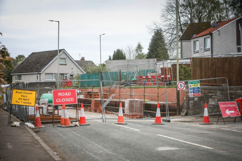 Repair works at the Broughty Ferry wall