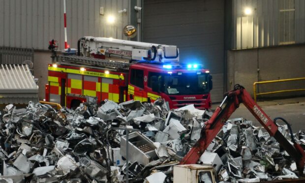 A fire engine at the recycling centre. Image: Stuart Cowper.