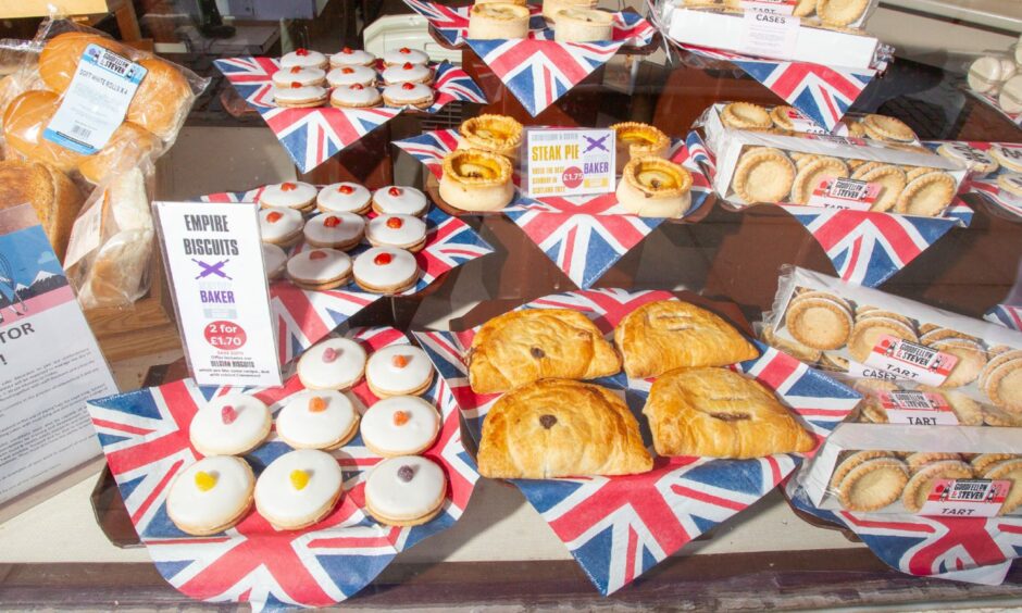The baker's shop front has been adorned with Union Jack flags to mark the Jubilee.