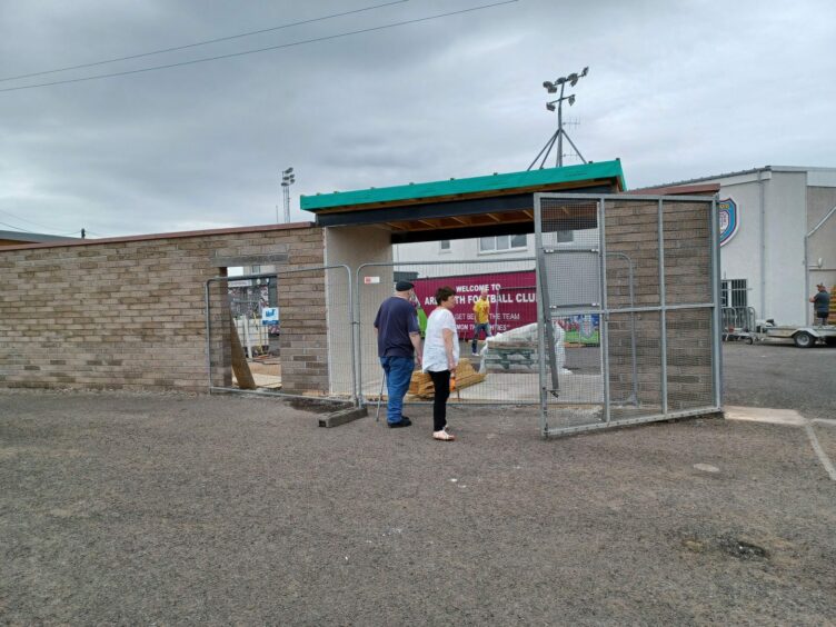 Members of the public take a look at some of the work at Gayfield.