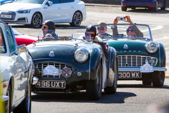 A snap in the sunshine at the start of the Strathmore Classic Car Tour. Pic: Paul Reid