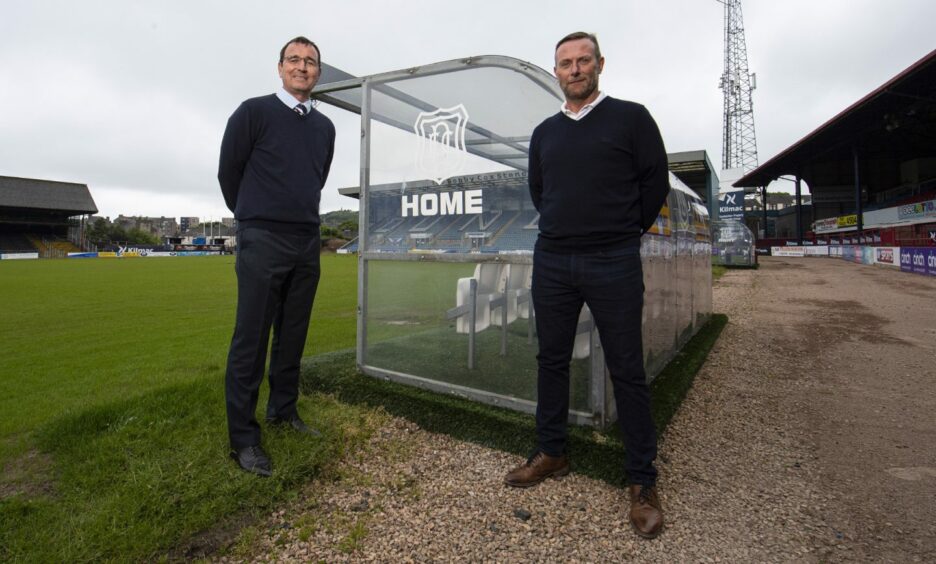 Gary Bowyer (left) and Billy Barr (right) are unveiled as the new management duo at Dundee.