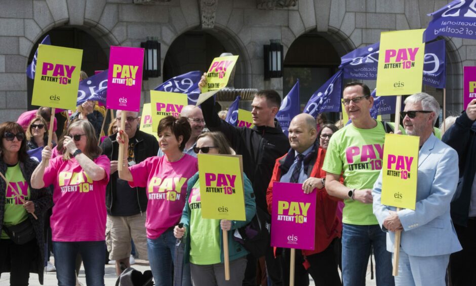 An EIS rally over pay was held in Dundee in June. Image: Supplied / EIS.