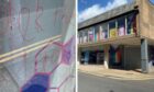 The graffiti was daubed across the window of the centre in Kirkcaldy.