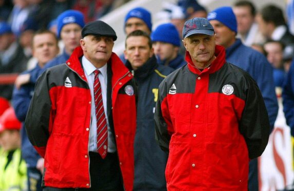 Dick (left) and Ian Campbell pictured in charge of Brechin City in 2002.