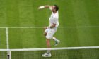 Andy Murray celebrates victory in his match against James Duckworth.