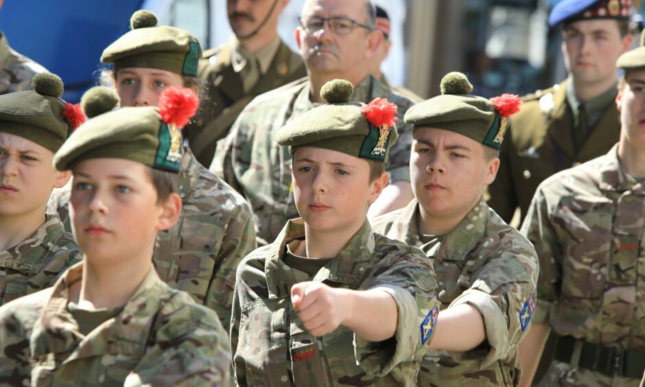 Army cadets take part in a Platinum Jubilee parade in Dunkeld.