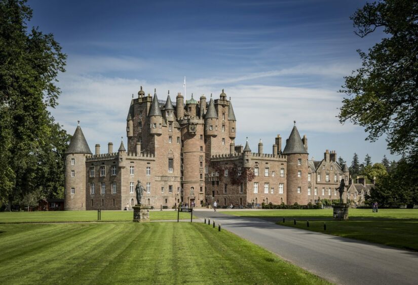 facade of Glamis Castle which offers plenty of things to do in Angus in July